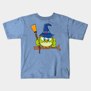 Cute Halloween Owl Witch Hat Kids T-Shirt